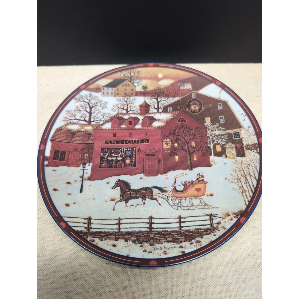 Winter Collectible Plate The Overflow Antique Market by Charles Wysocki